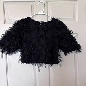 Endless Rose Women’s Elegant Black Top (Feather) - Size Small